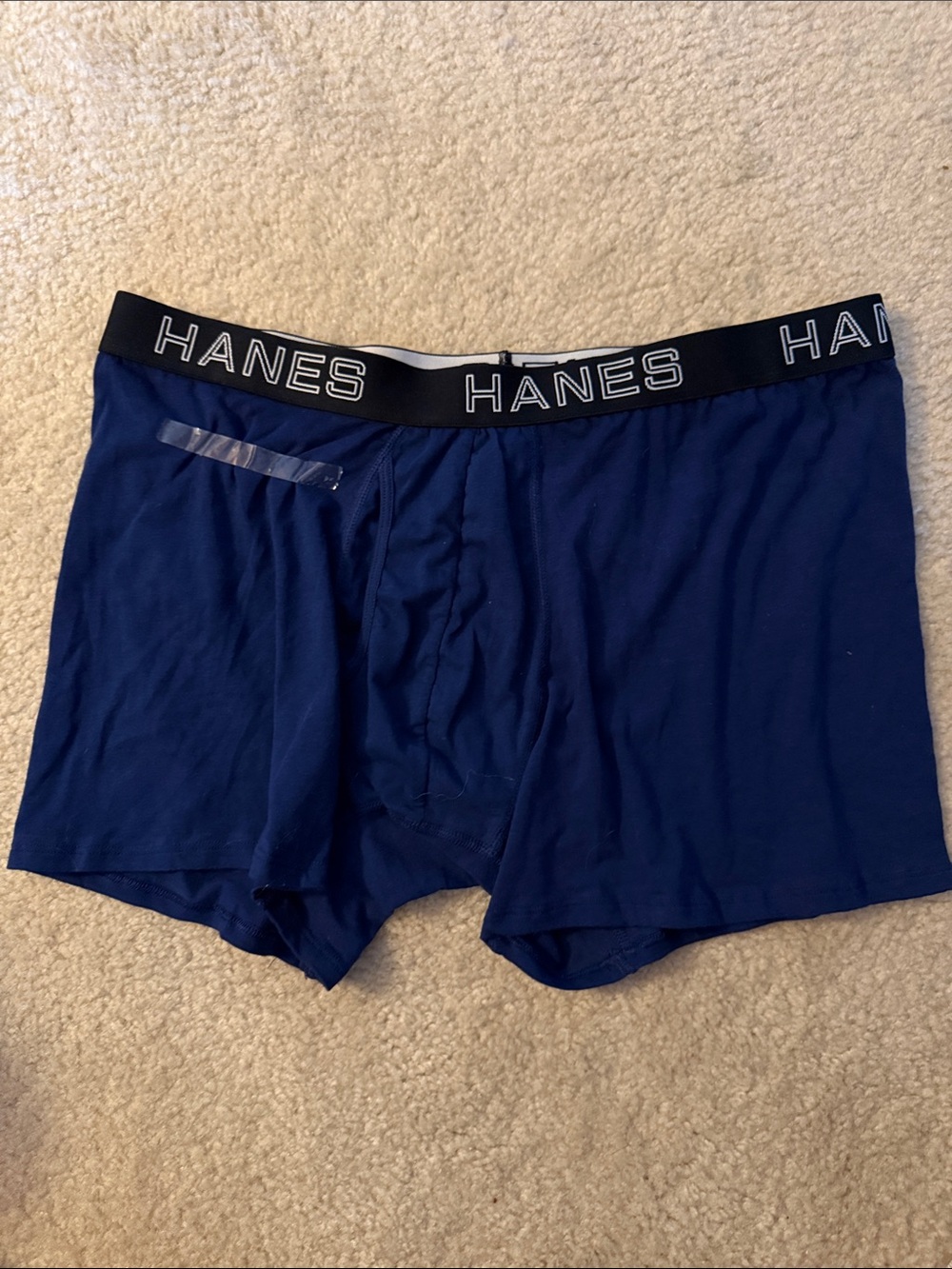 Hanes Men's Dark Blue Boxer Briefs with Black Branded Waistband NWOT